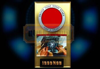 iron man  "tony stark has a heart" back-up engraving display