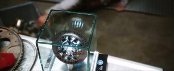 iron man  "tony stark has a heart" back-up engraving display