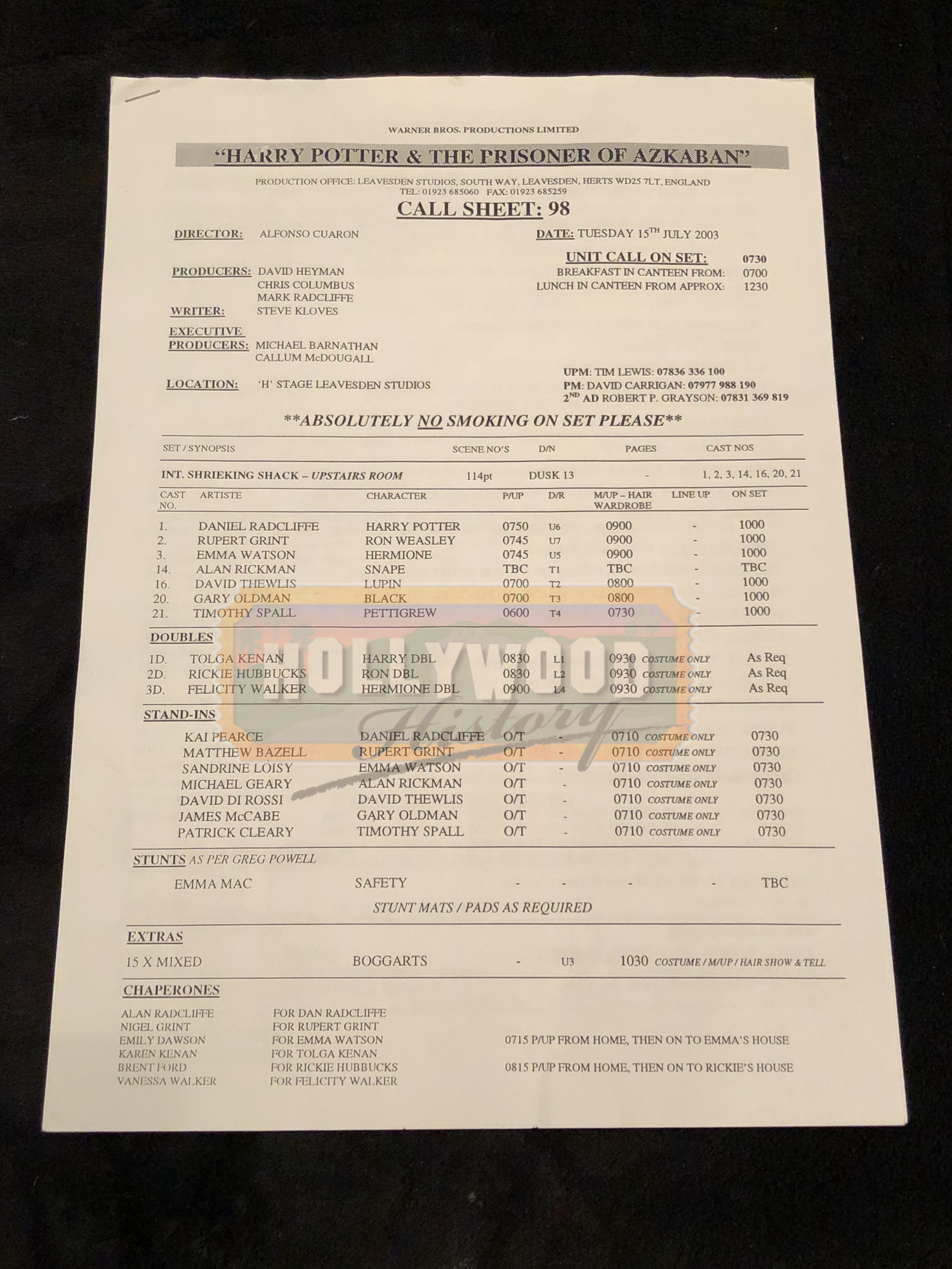 Shrieking Shack Call Sheet Shrieking Shack Call Sheet